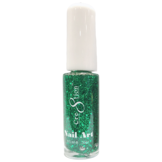 Cre8tion Nail Art Design Thin Detailer, Green Glitter, 0.33oz, 1101-0948